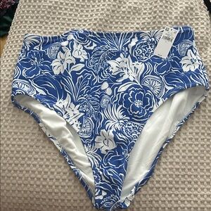 Old Navy Blue and White Floral Bikini Bottom